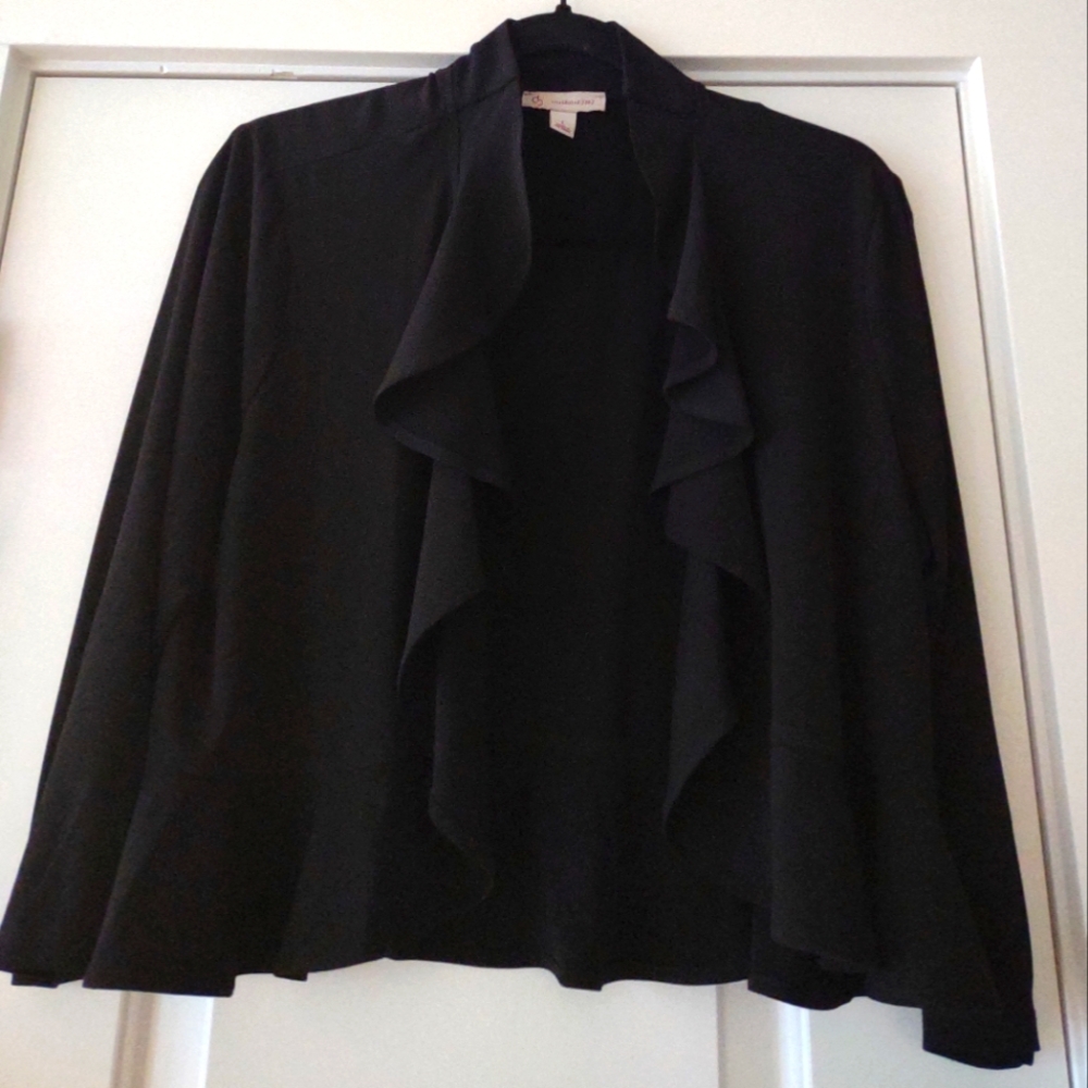 established 1962 Black Ruffled Short Waist Coat SZ L Mint Condition